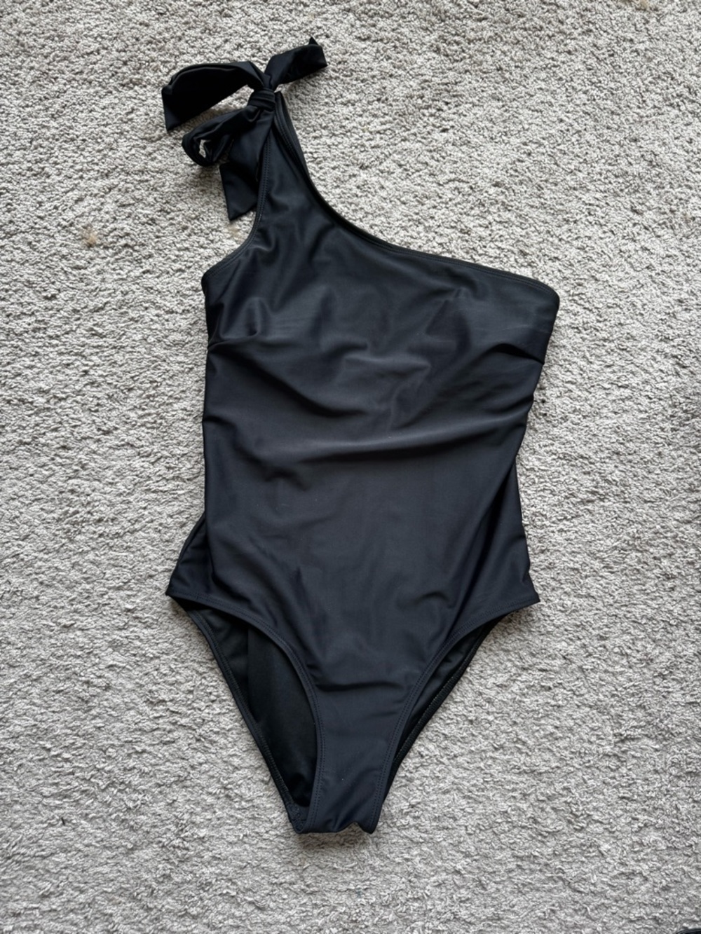 Marina West Black One Shoulder Bow One Piece Swimsuit Size Large